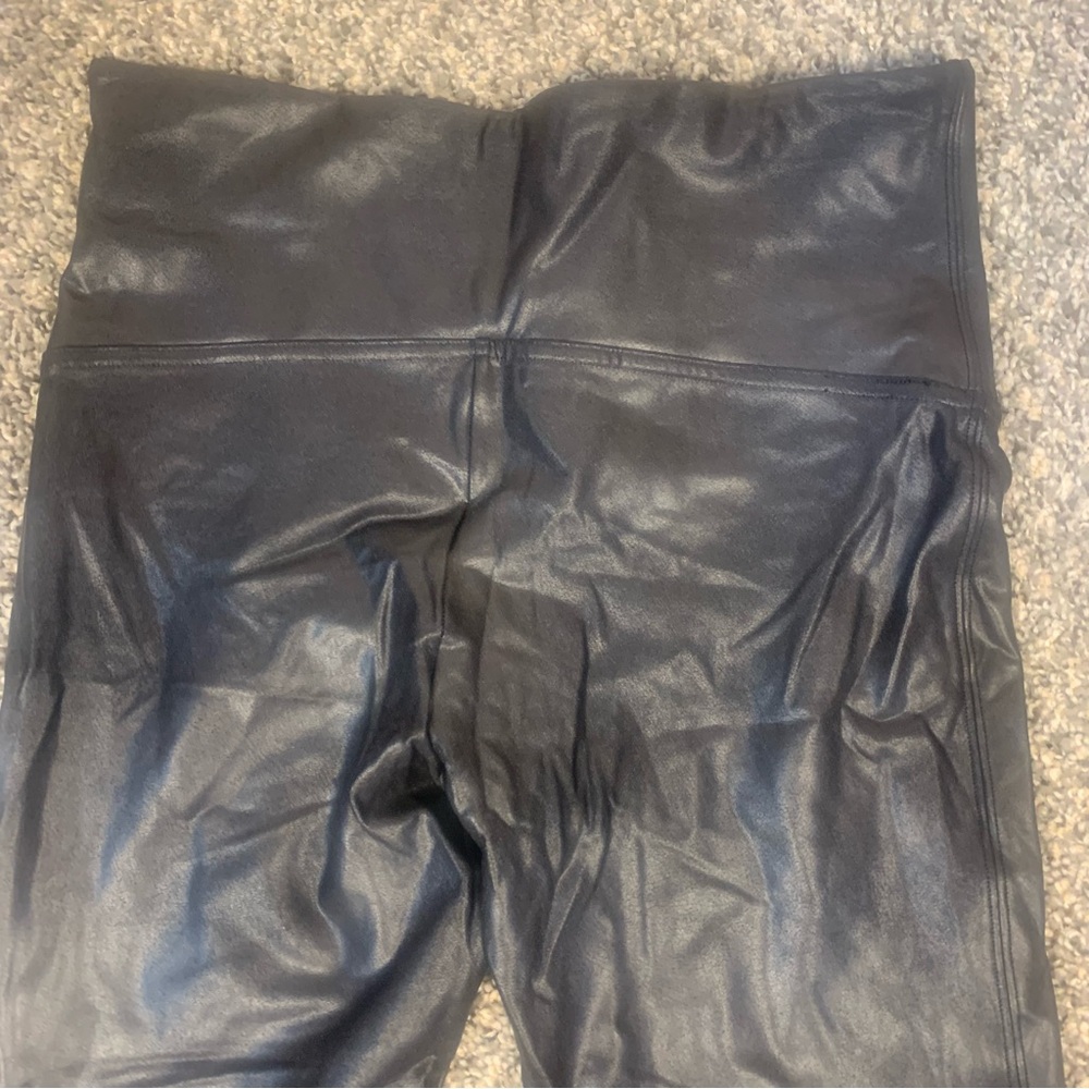 SPANX Faux Leather Shiny Moto Leggings - Picture 10 of 11